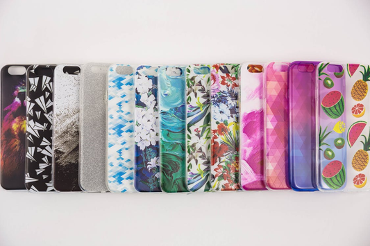 Assorted recycled phone cases