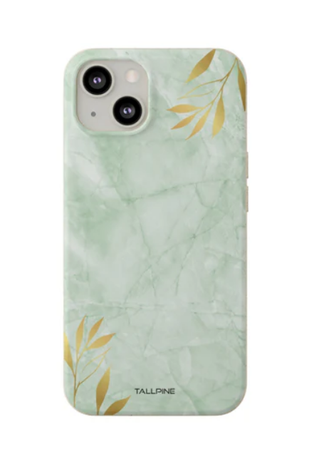 A minty green leaf pattern phone case