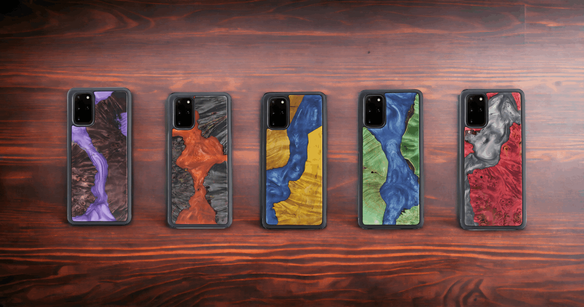 Wood and Resin Galaxy Case - Blue - Tallpine | Sustainable and Eco-Friendly Phone Cases - Blue Wood