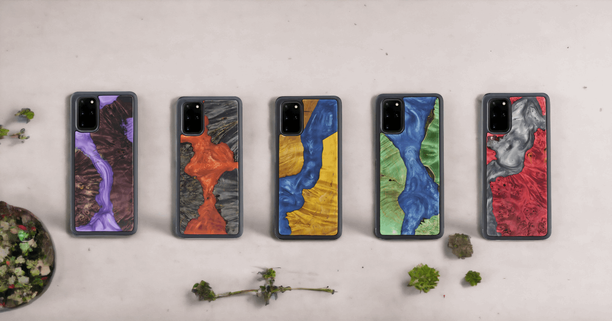 Wood and Resin Galaxy Case - Green - Tallpine | Sustainable and Eco-Friendly Phone Cases - Blue Green Wood