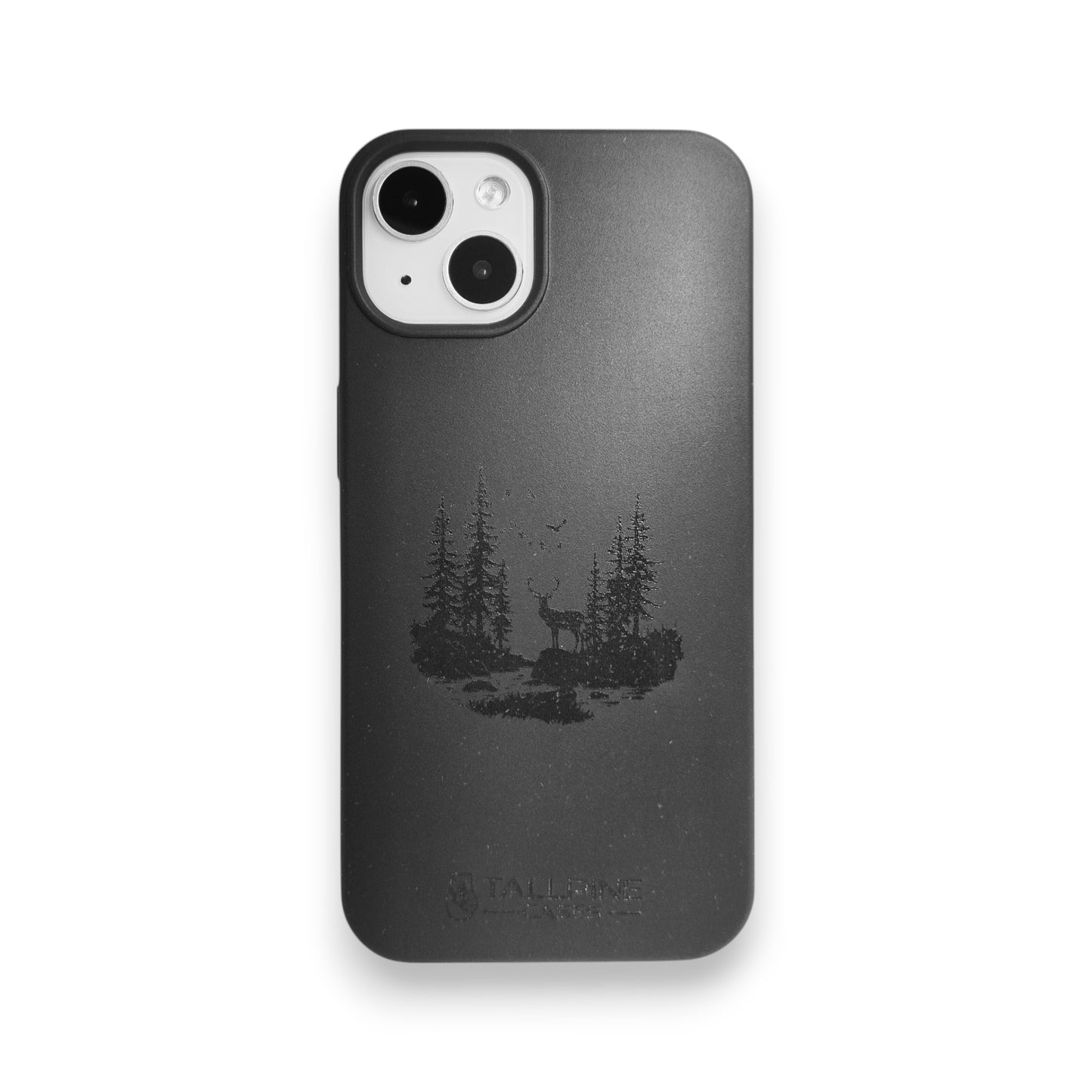 Compostable iPhone Case - Black - 3D Engraved - Woodland Deer