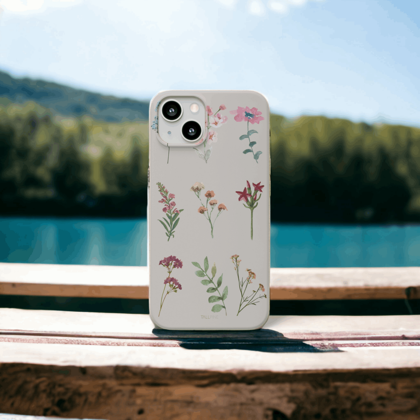 Watercolor Flowers - Eco Case - Tallpine Cases | Sustainable and Eco-Friendly - Beige Flowers Nature