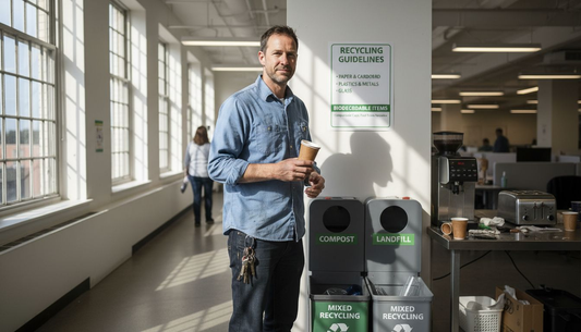 Manager sorting biodegradable items at recycling station