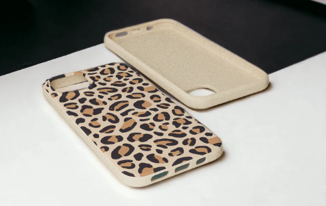 A leopard print phone case