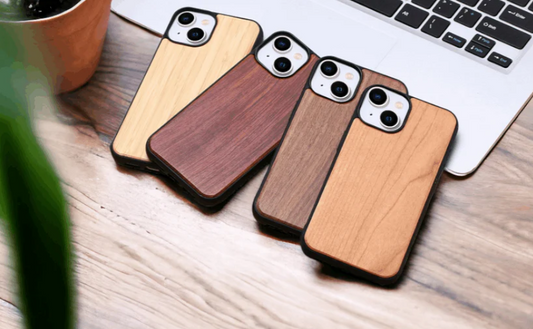 our iPhones with wooden phone cases