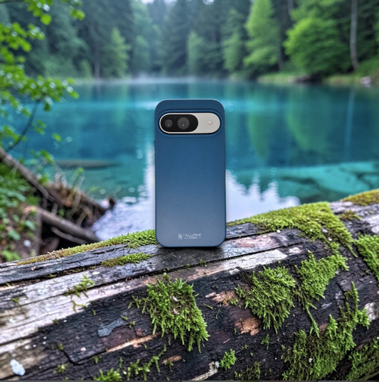 A Google Pixel with a blue case