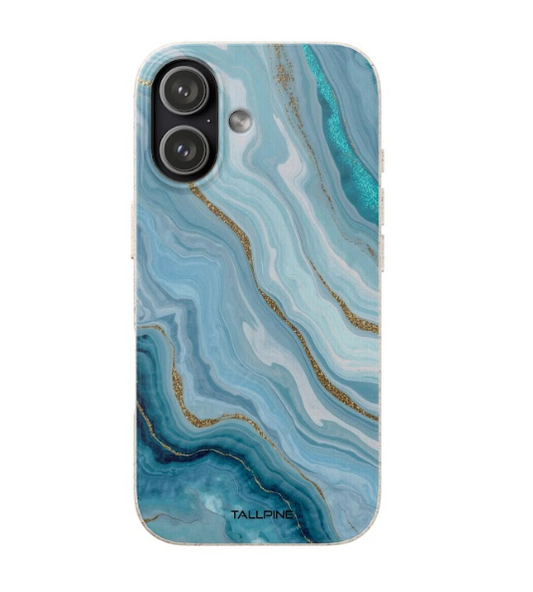 A blue marble case for an iPhone 
