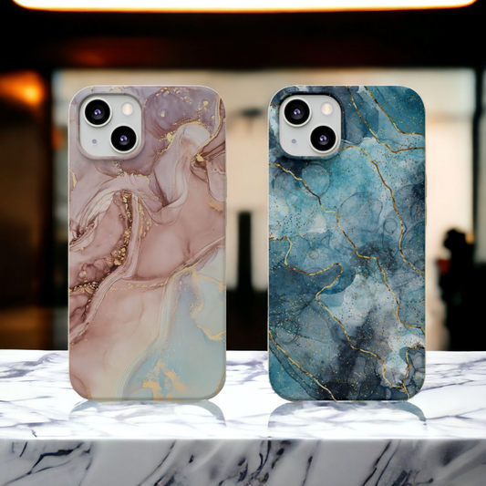 Compostable smartphone marble cases.