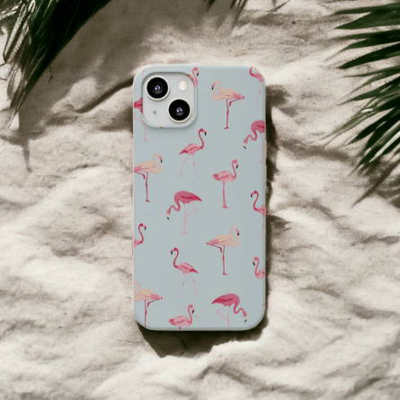 Flamingo's printed on an eco-friendly phone case