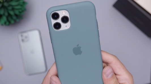 A blue phone case over a table