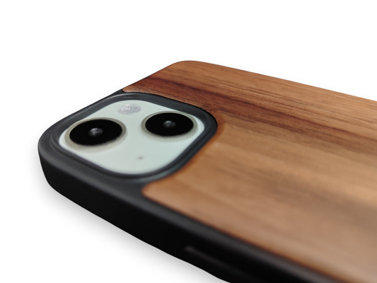 A wooden phone case