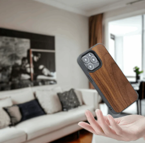  A walnut wood phone case