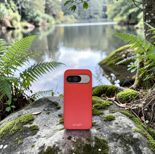 red Pixel cover over a rock
