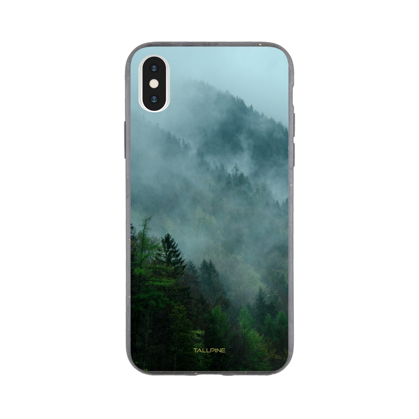 Misty Forest - Eco Case iPhone XS - Tallpine Cases | Sustainable and Eco-Friendly Phone Cases - Blue Forest Green Nature