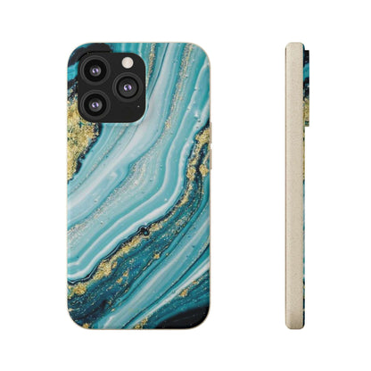 Golden Azure Marble - Eco Case - Tallpine Cases | Sustainable and Eco-Friendly - Abstract Blue Marble