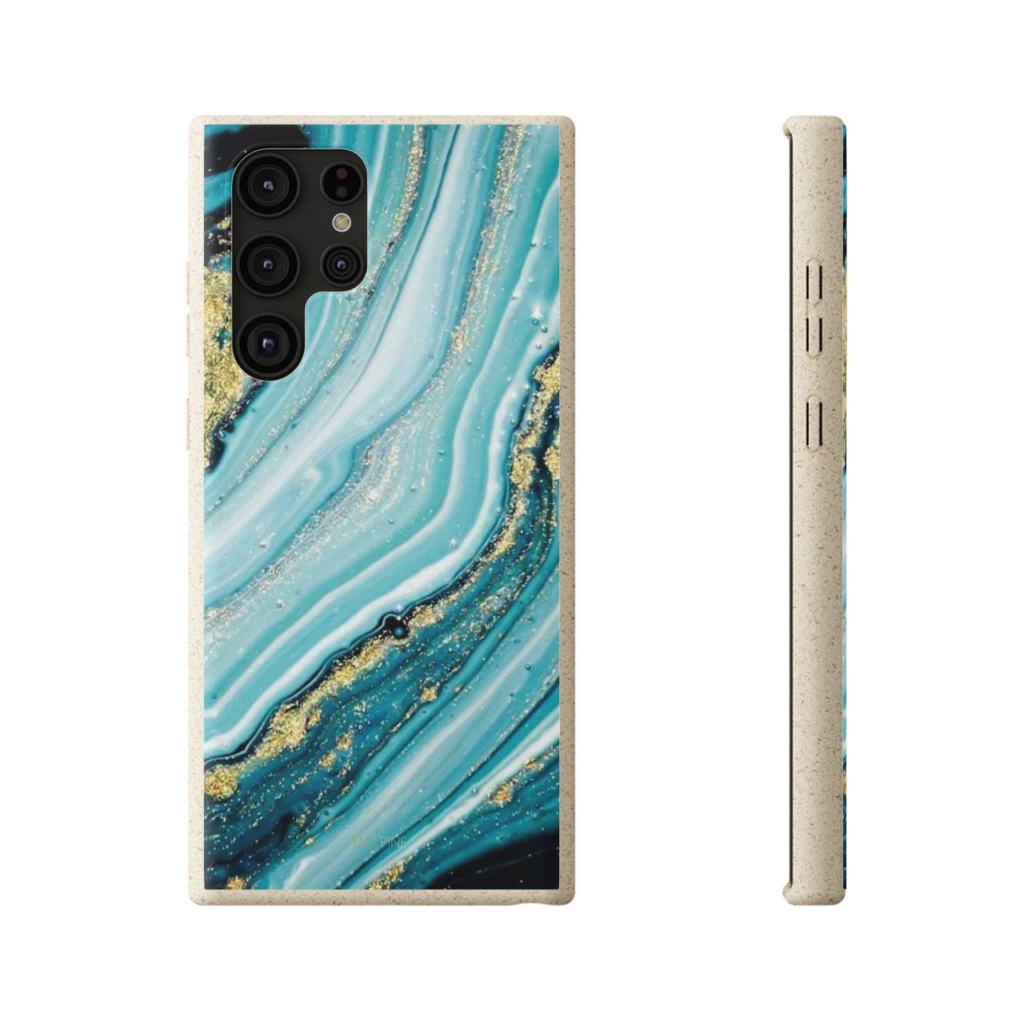 Golden Azure Marble - Eco Case Samsung Galaxy S22 Ultra - Tallpine Cases | Sustainable and Eco-Friendly - Abstract Blue Marble