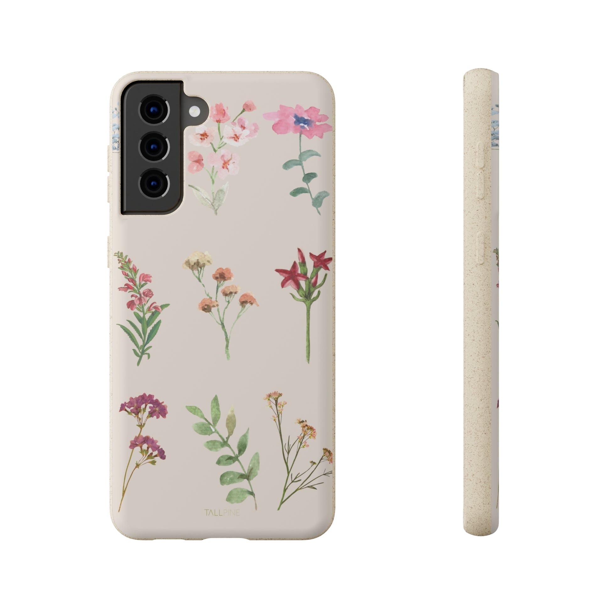 Watercolor Flowers - Eco Case Samsung Galaxy S21 Plus - Tallpine Cases | Sustainable and Eco-Friendly - Beige Flowers Nature