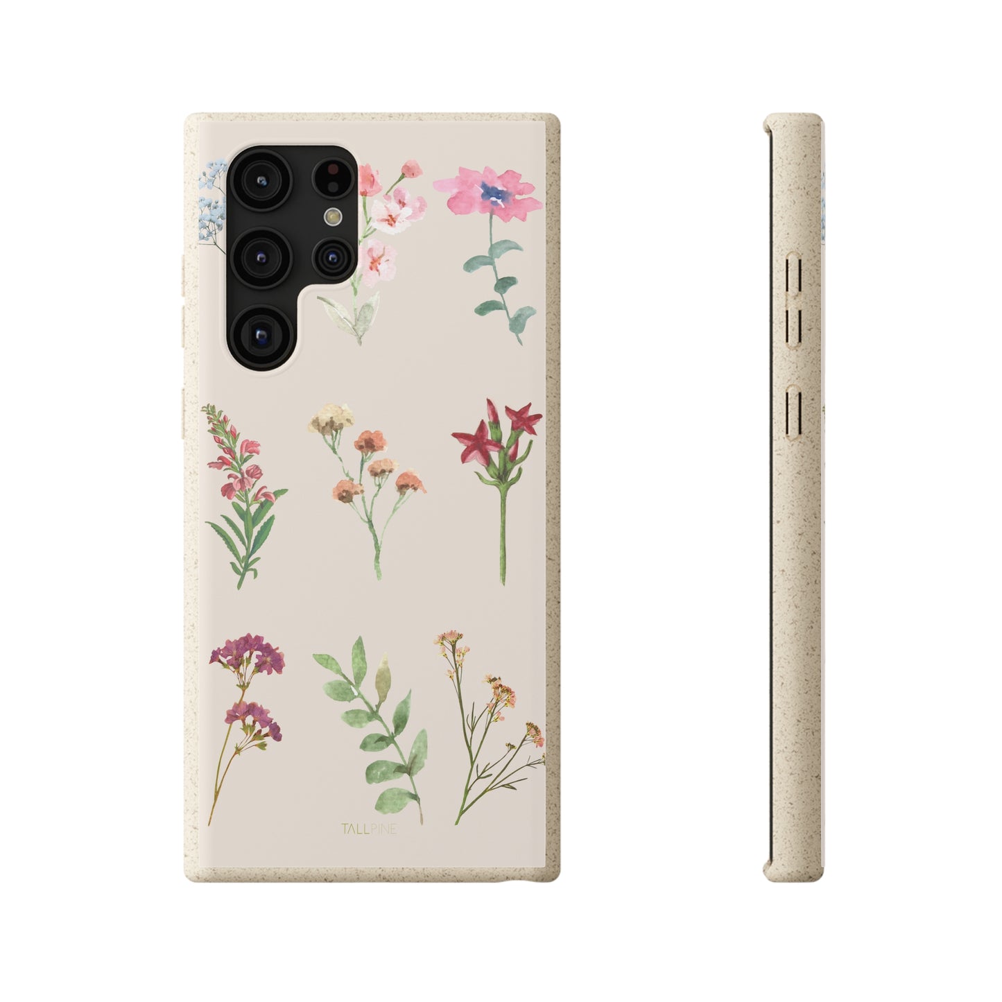 Watercolor Flowers - Eco Case Samsung Galaxy S22 Ultra - Tallpine Cases | Sustainable and Eco-Friendly - Beige Flowers Nature