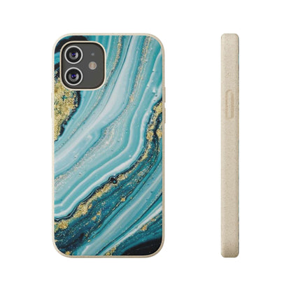Golden Azure Marble - Eco Case iPhone 12 - Tallpine Cases | Sustainable and Eco-Friendly - Abstract Blue Marble