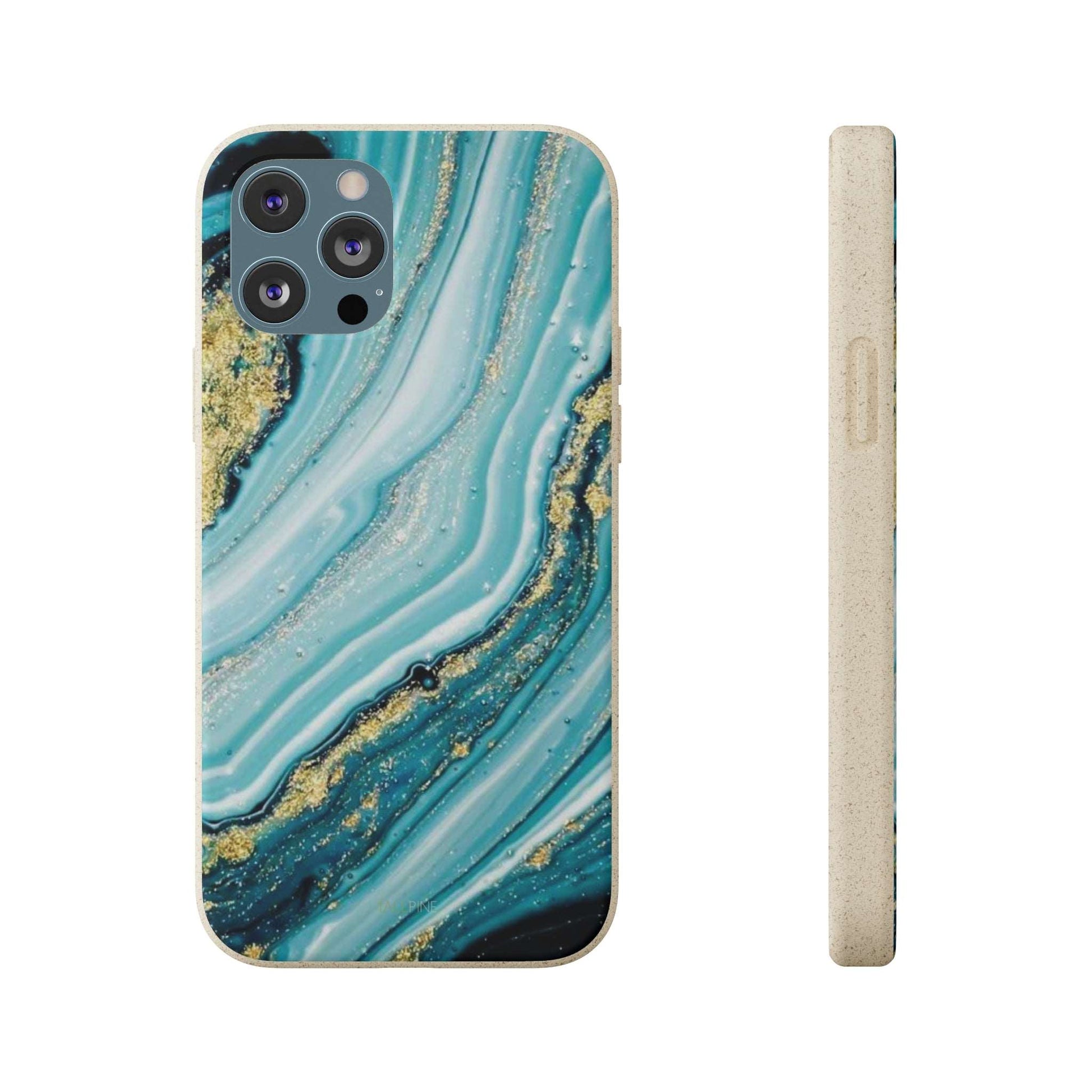Golden Azure Marble - Eco Case iPhone 12 Pro Max - Tallpine Cases | Sustainable and Eco-Friendly - Abstract Blue Marble