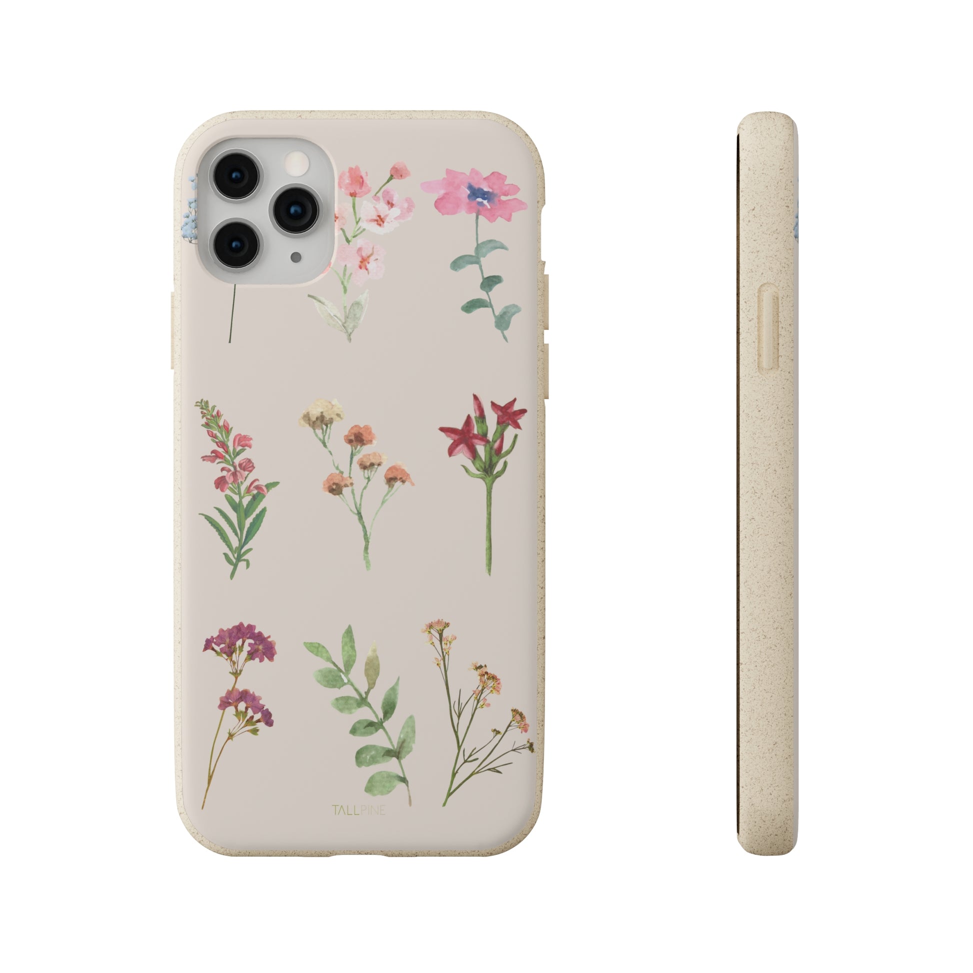 Watercolor Flowers - Eco Case iPhone 11 Pro Max - Tallpine Cases | Sustainable and Eco-Friendly - Beige Flowers Nature