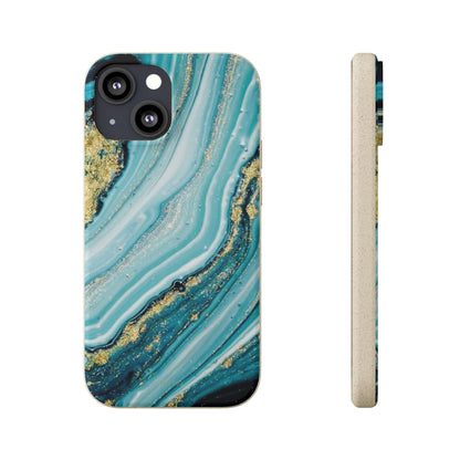 Golden Azure Marble - Eco Case iPhone 13 Mini - Tallpine Cases | Sustainable and Eco-Friendly - Abstract Blue Marble