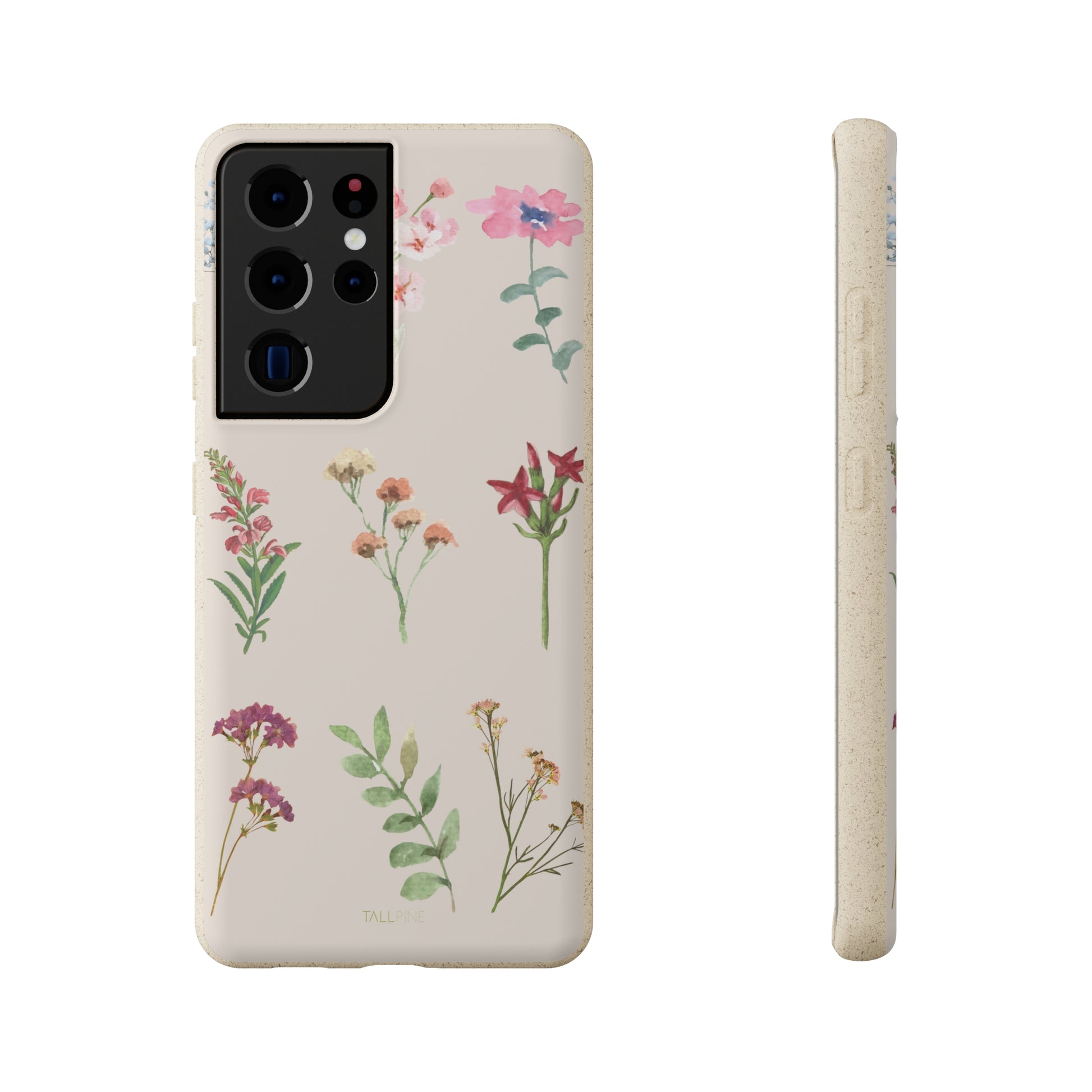 Watercolor Flowers - Eco Case Samsung Galaxy S21 Ultra - Tallpine Cases | Sustainable and Eco-Friendly - Beige Flowers Nature