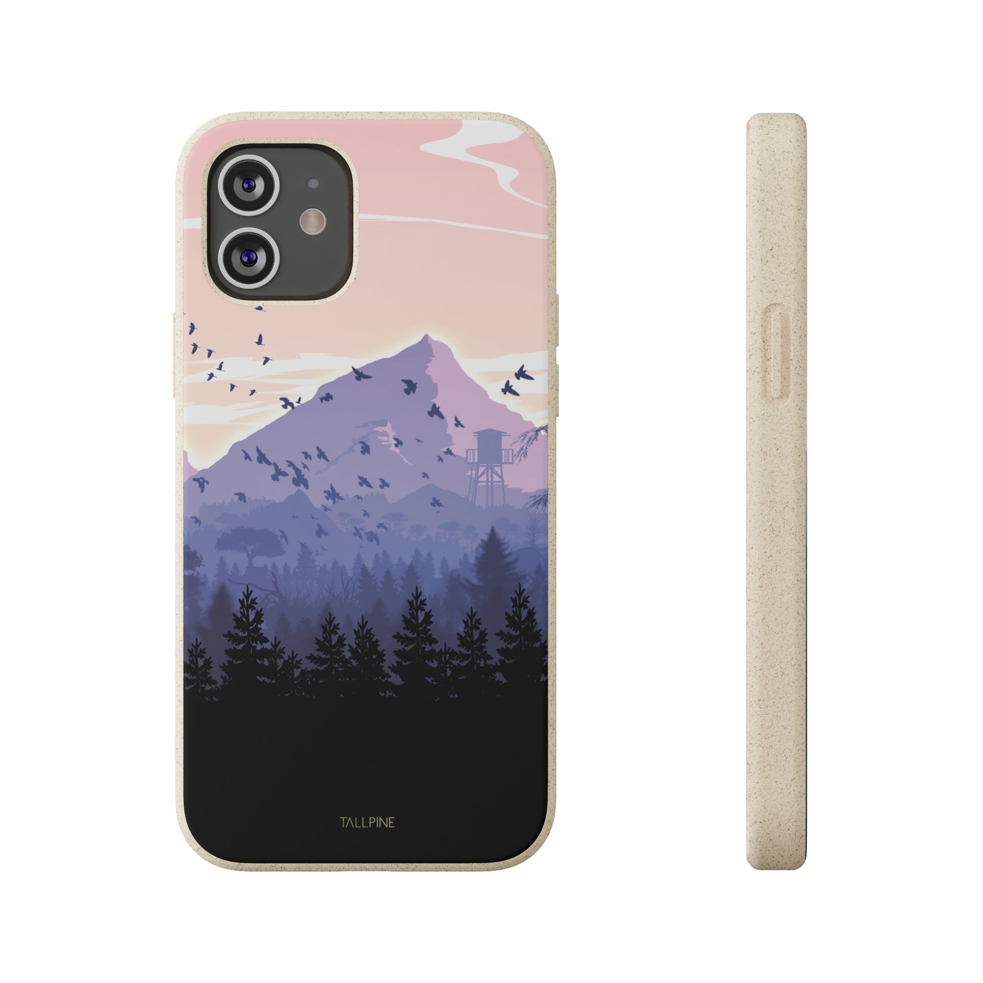 Pink Forest - Eco Case iPhone 12 - Tallpine Cases | Sustainable and Eco-Friendly - Forest Mountain Nature Pink