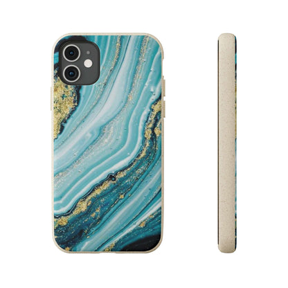 Golden Azure Marble - Eco Case iPhone 11 - Tallpine Cases | Sustainable and Eco-Friendly - Abstract Blue Marble