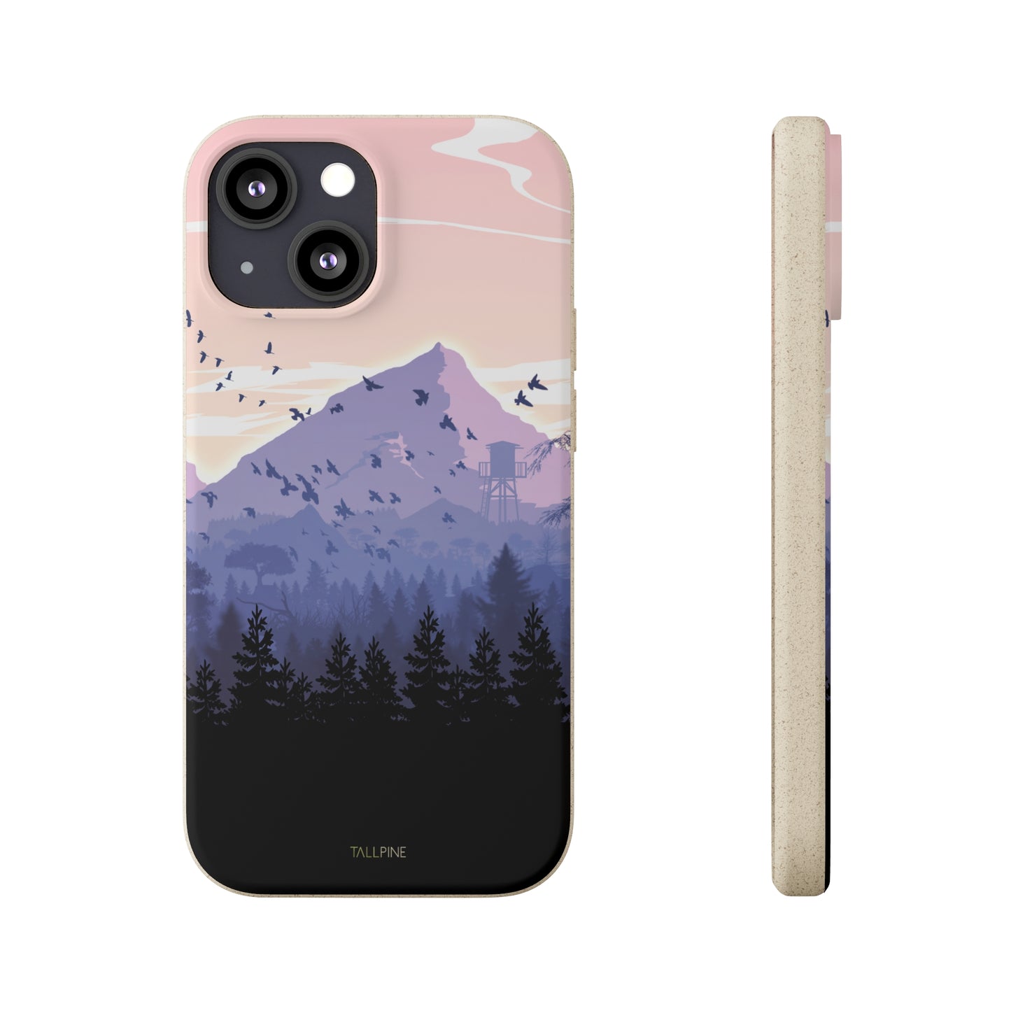 Pink Forest - Eco Case iPhone 13 Mini - Tallpine Cases | Sustainable and Eco-Friendly - Forest Mountain Nature Pink