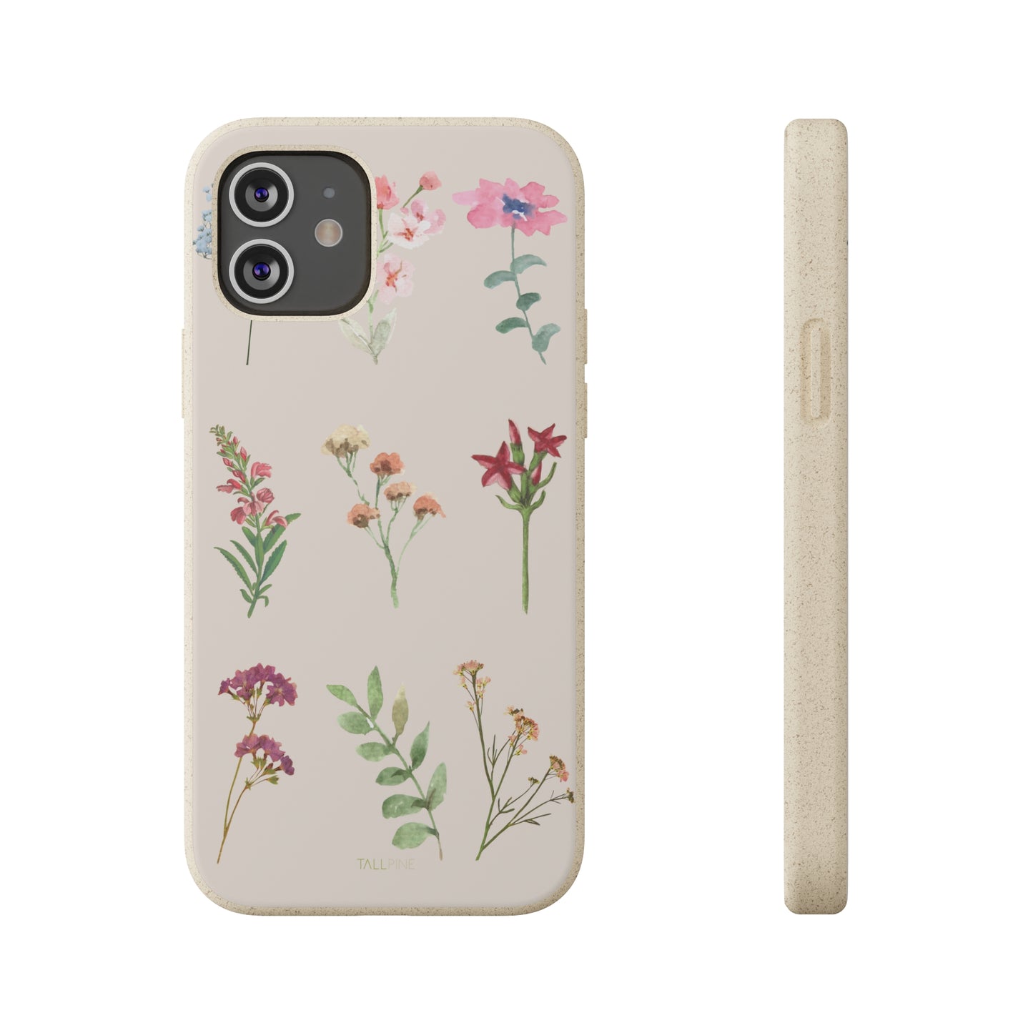 Watercolor Flowers - Eco Case iPhone 12 - Tallpine Cases | Sustainable and Eco-Friendly - Beige Flowers Nature