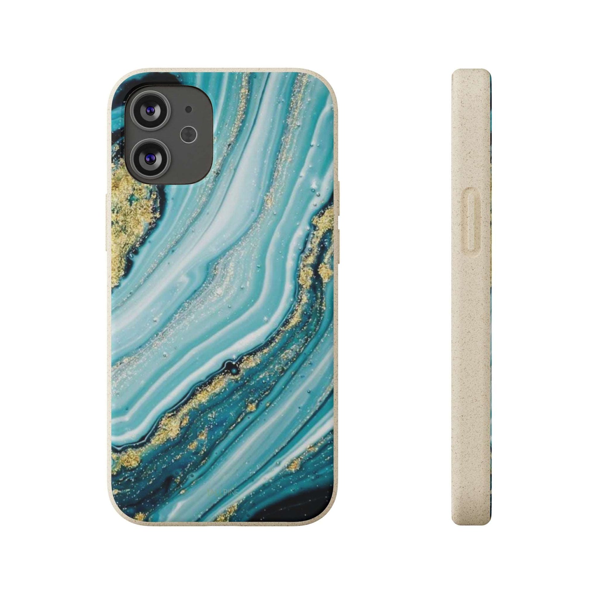 Golden Azure Marble - Eco Case iPhone 12 Mini - Tallpine Cases | Sustainable and Eco-Friendly - Abstract Blue Marble