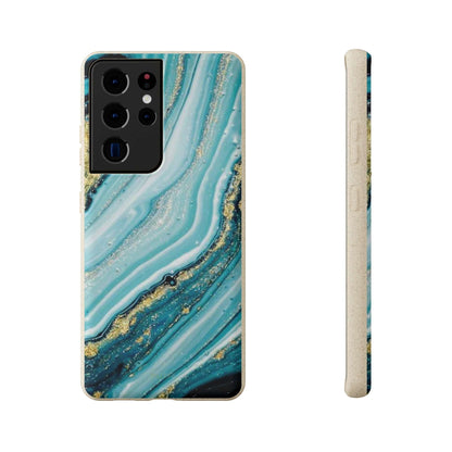Golden Azure Marble - Eco Case Samsung Galaxy S21 Ultra - Tallpine Cases | Sustainable and Eco-Friendly - Abstract Blue Marble
