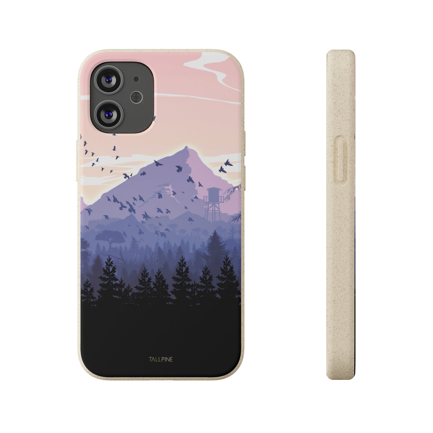 Pink Forest - Eco Case iPhone 12 Mini - Tallpine Cases | Sustainable and Eco-Friendly - Forest Mountain Nature Pink