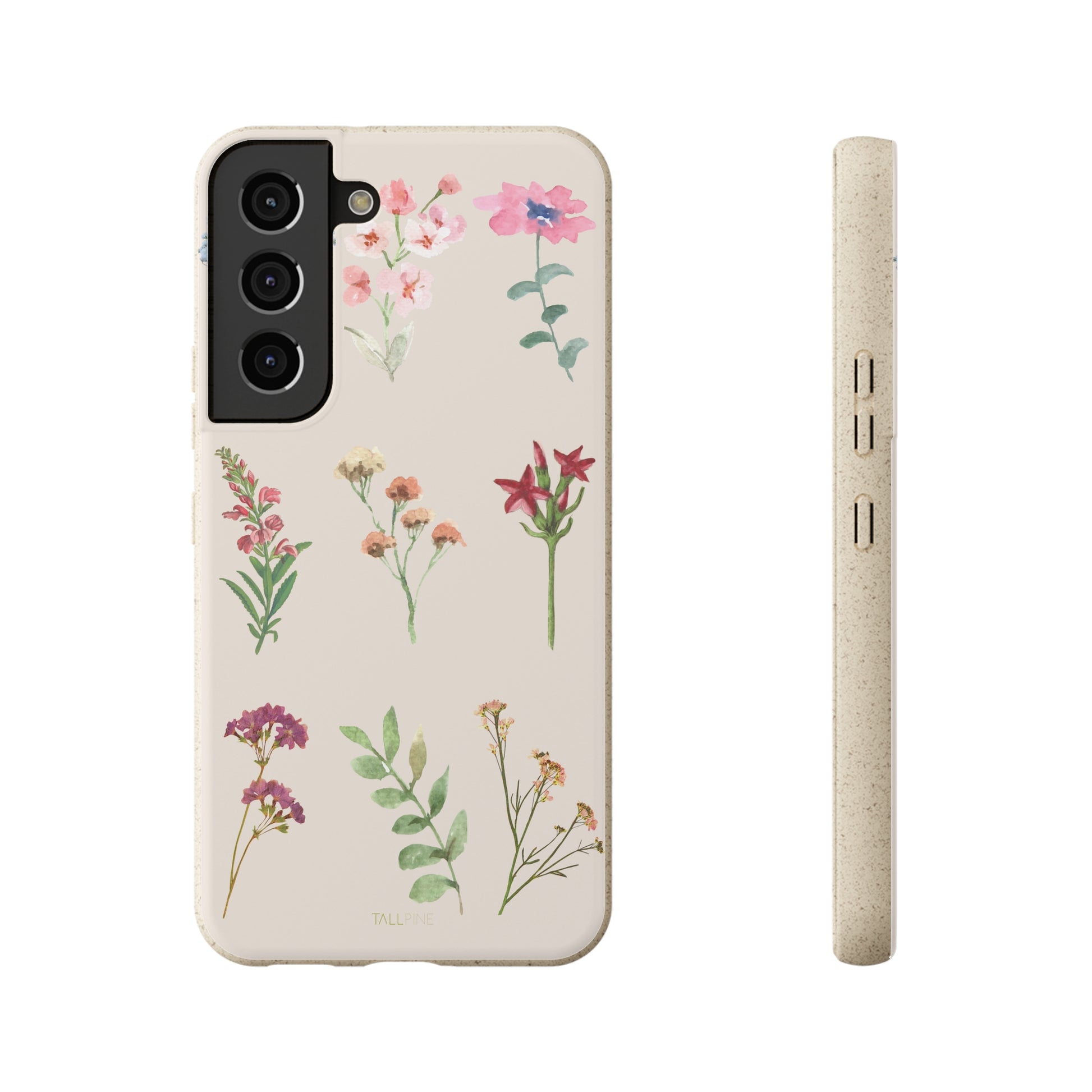 Watercolor Flowers - Eco Case Samsung Galaxy S22 - Tallpine Cases | Sustainable and Eco-Friendly - Beige Flowers Nature