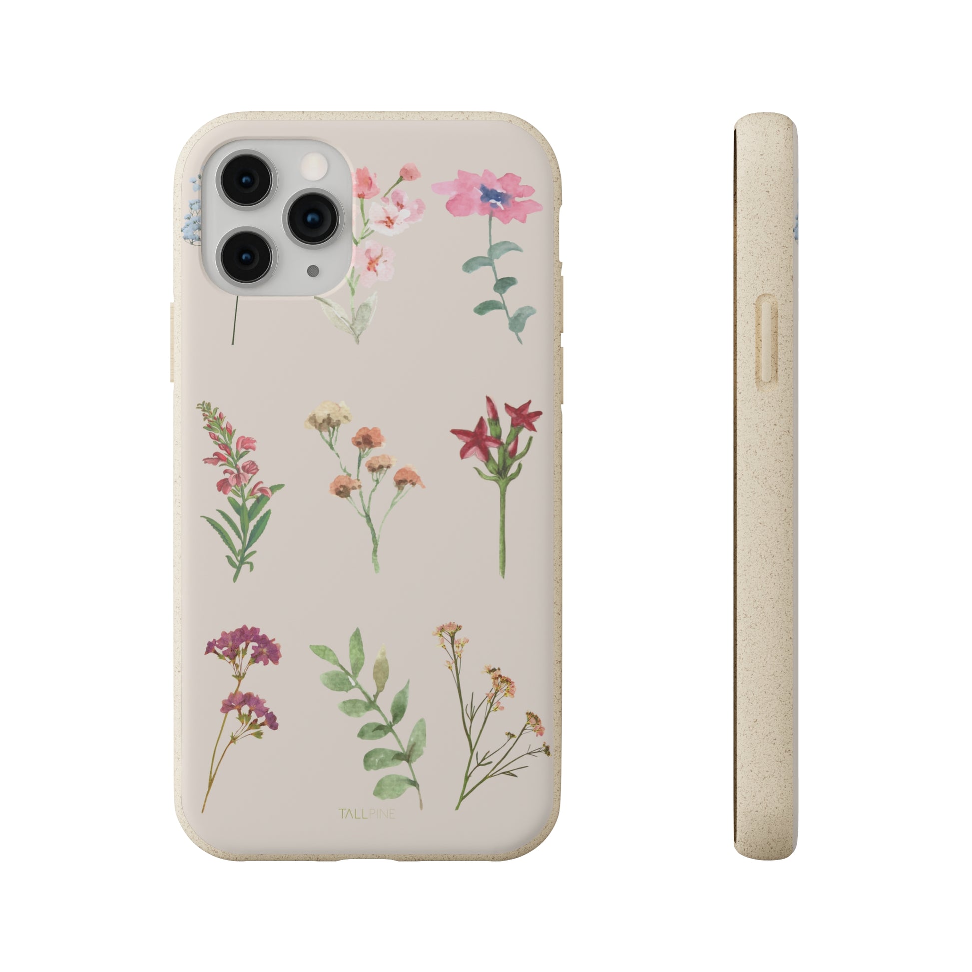Watercolor Flowers - Eco Case iPhone 11 Pro - Tallpine Cases | Sustainable and Eco-Friendly - Beige Flowers Nature