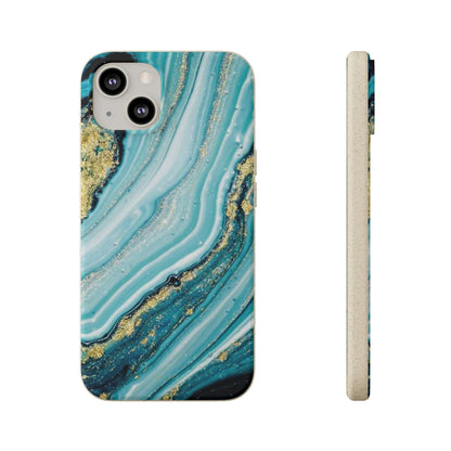 Golden Azure Marble - Eco Case - Tallpine Cases | Sustainable and Eco-Friendly - Abstract Blue Marble