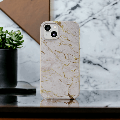 Golden Vanilla Marble - Eco Case - Tallpine Cases | Sustainable and Eco-Friendly - Abstract Marble White