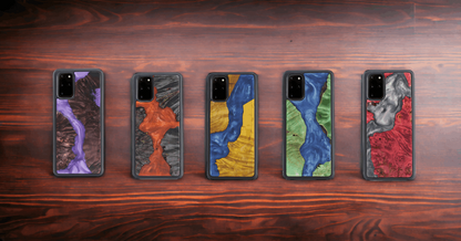 Wood and Resin Galaxy Case - Orange - Tallpine | Sustainable and Eco-Friendly Phone Cases - Black orange Wood