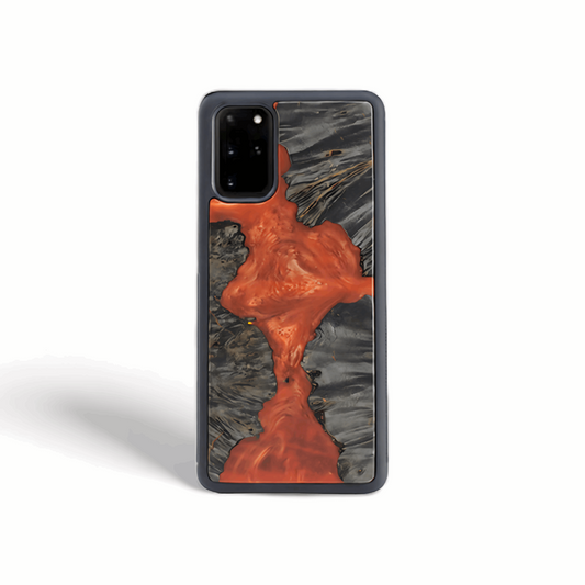 Wood and Resin Galaxy Case - Orange - Tallpine | Sustainable and Eco-Friendly Phone Cases - Black orange Wood