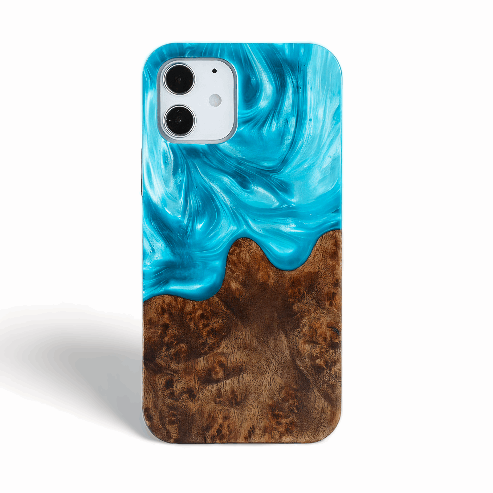 Wood and Resin iPhone Case - Blue Topaz - Tallpine | Sustainable and Eco-Friendly Phone Cases - Blue Wood