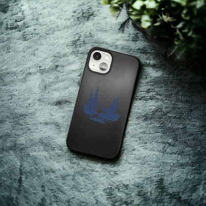 Compostable iPhone Case - Black - Engraved Woodland Deer