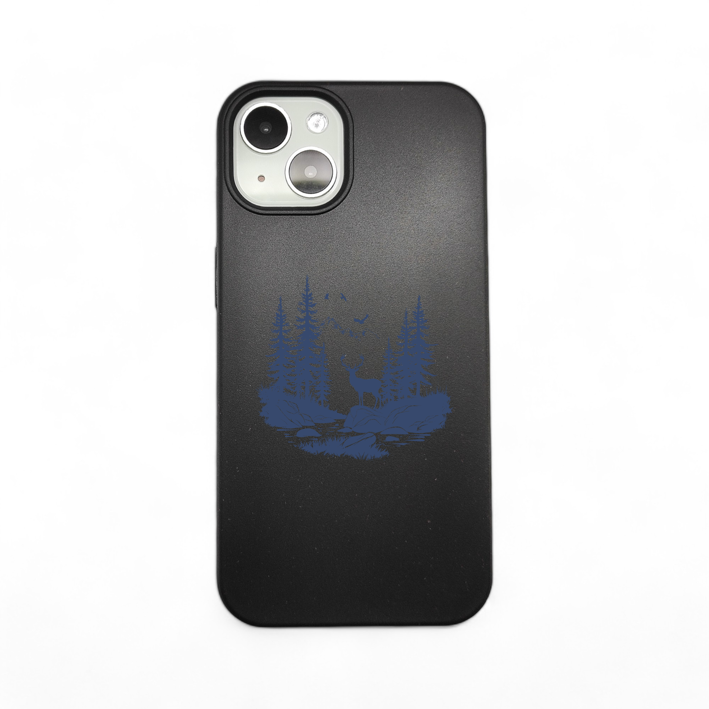 Compostable iPhone Case - Black - Engraved Woodland Deer