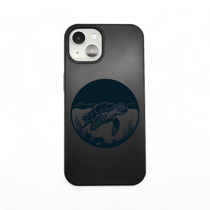 Compostable iPhone Case - Black - Engraved Turtle