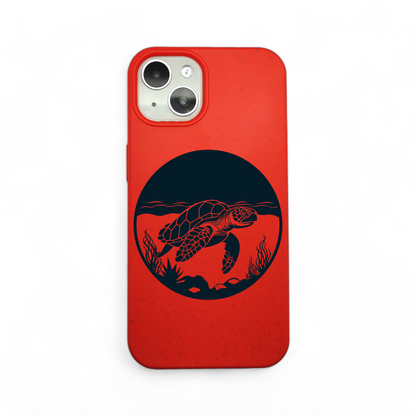 Compostable iPhone Case - Red - Engraved Turtle