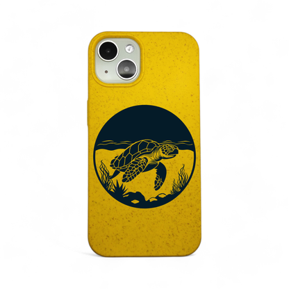 Compostable iPhone Case - Yellow - Engraved Turtle