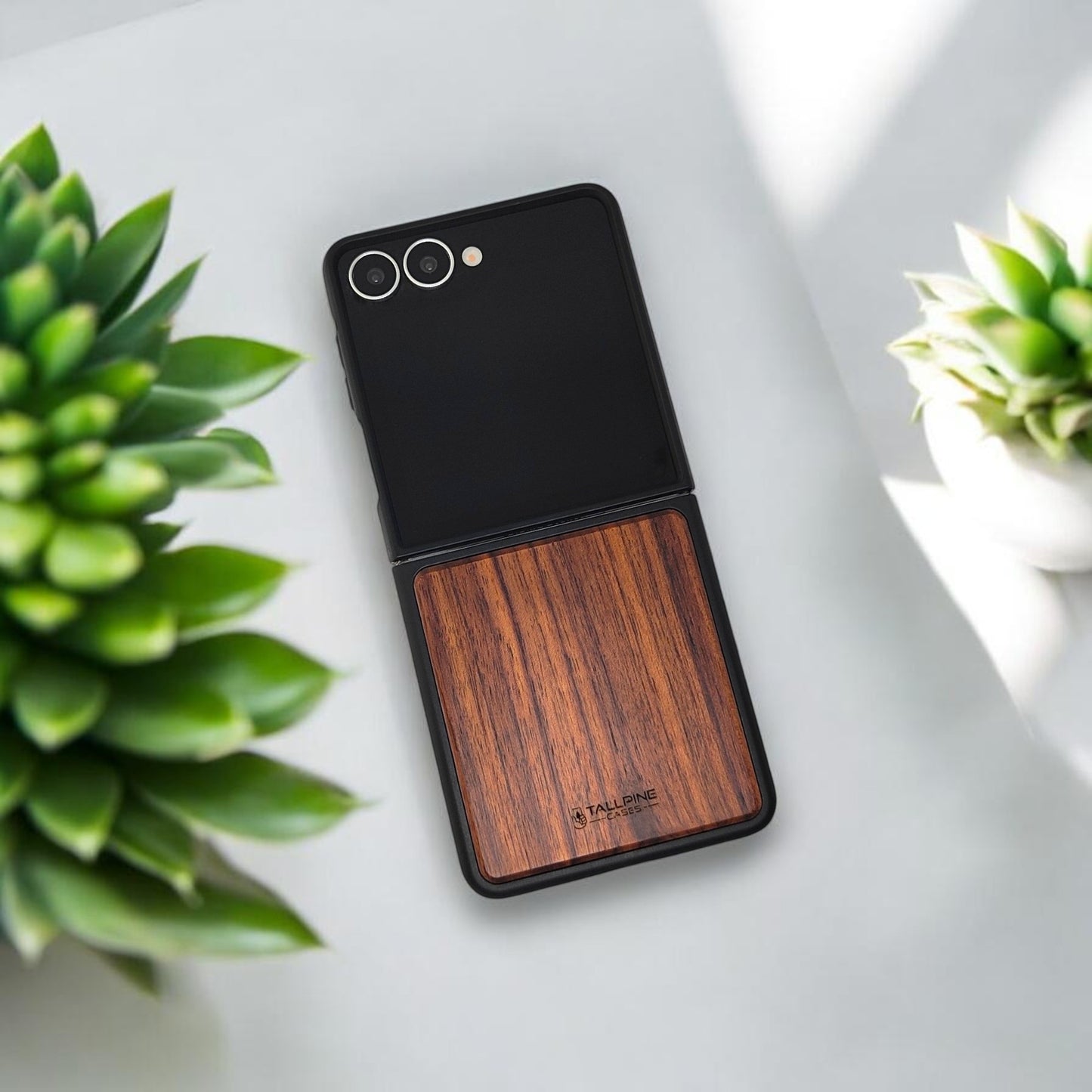 Wood Galaxy Z Flip Case - Walnut