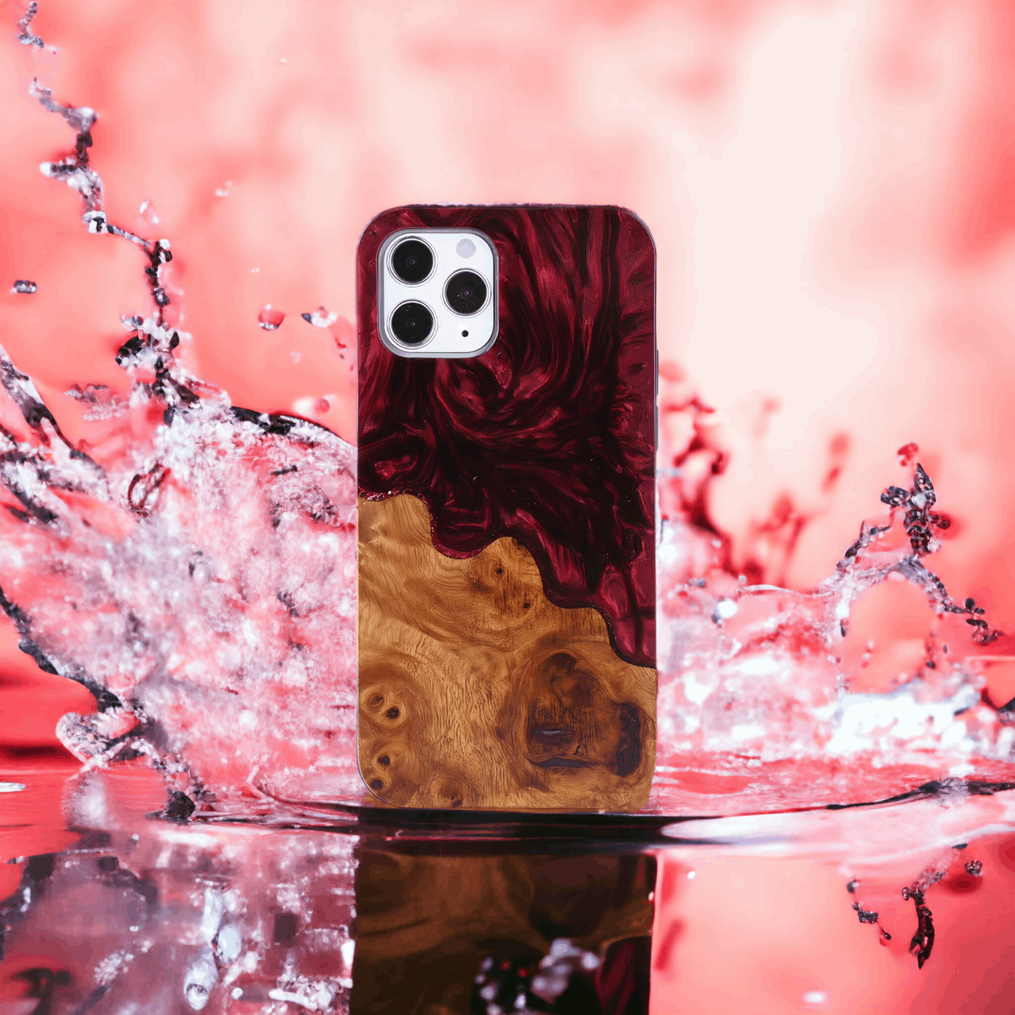 Wood and Resin iPhone Case - Ruby Red - Tallpine | Sustainable and Eco-Friendly Phone Cases - Red Wood