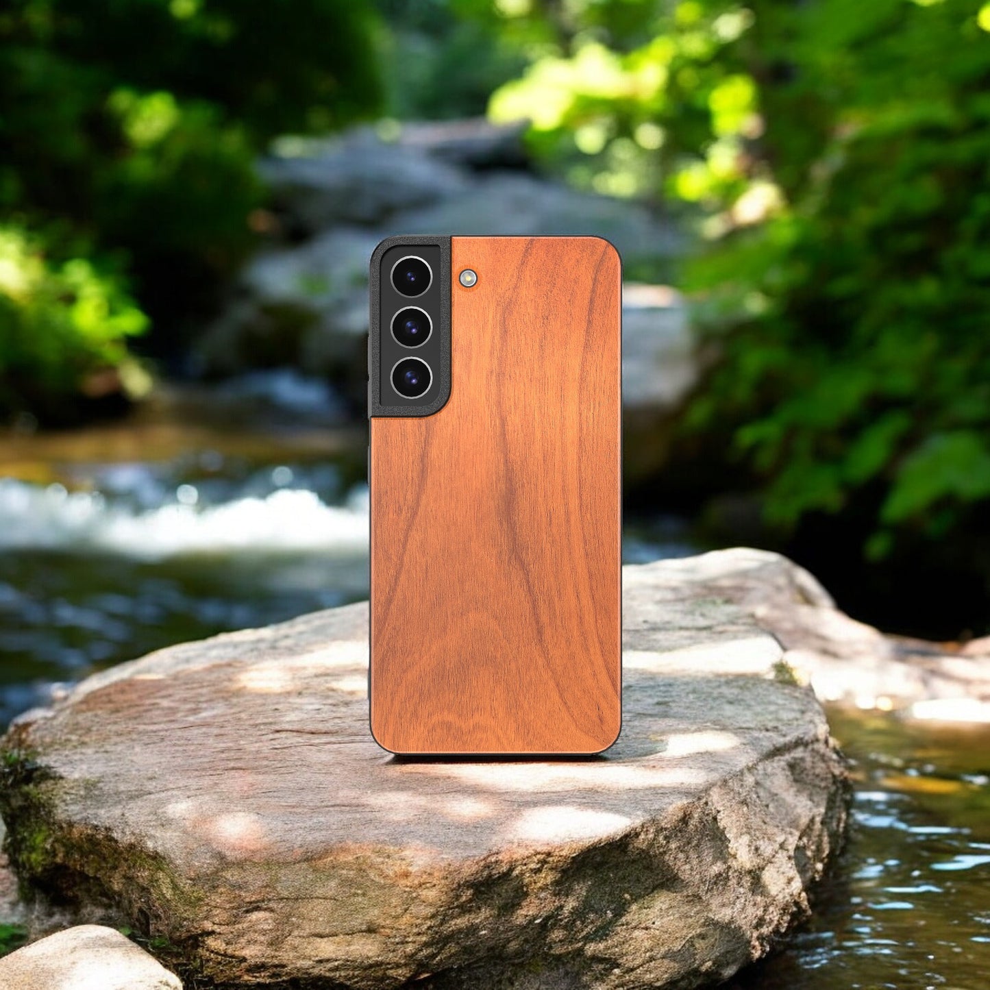 Wood Galaxy Case - Cherry - TallpineCases Cases | Sustainable and Eco-Friendly - Solid color Wood river