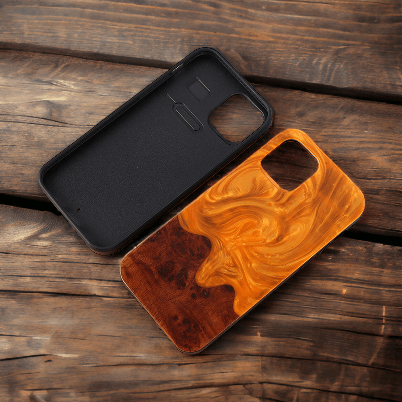 Wood and Resin iPhone Case - Citrine Orange - Tallpine | Sustainable and Eco-Friendly Phone Cases - orange Wood
